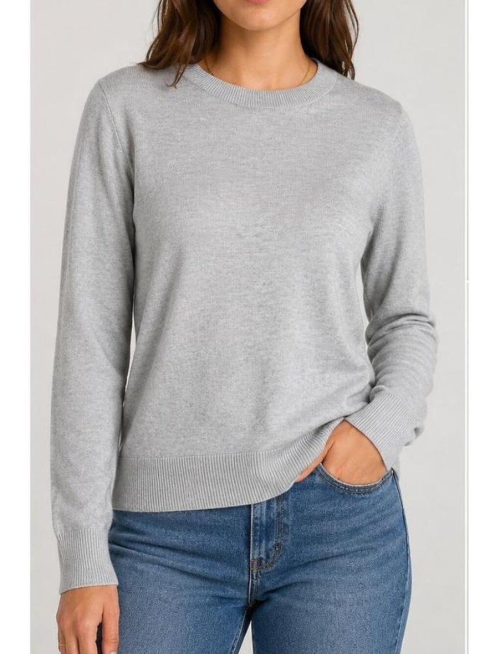 Time and Tru Women's Core Crew Pullover Sweater Size small (4-6) | Light Grey